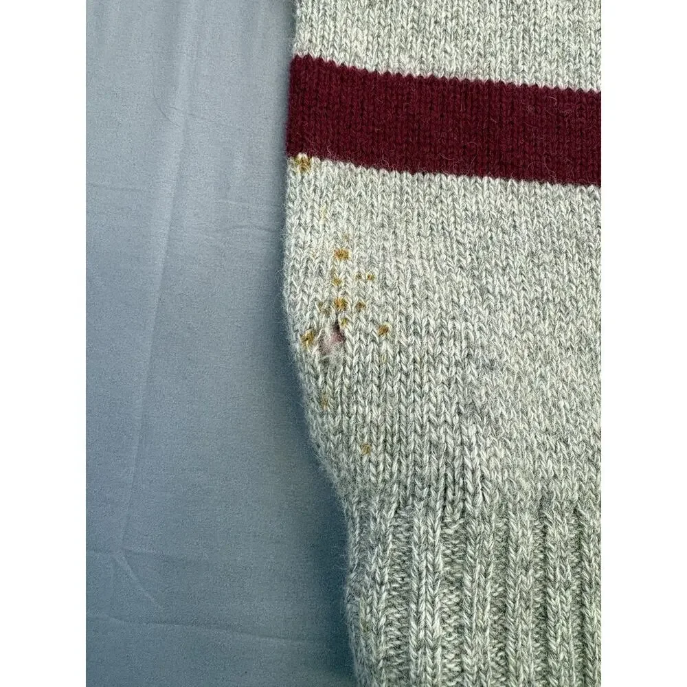 Vintage 80s GAP 100% Wool Cowl Neck Sweater Beige Maroon Stripe MED/LRG - Picture 8 of 8